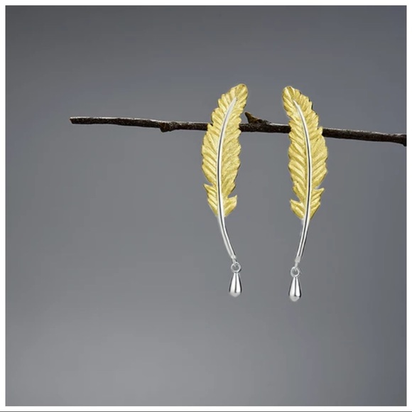 🎁 Artisan Handmade 925 Silver Leaf The Zetana Earrings - Picture 1 of 8